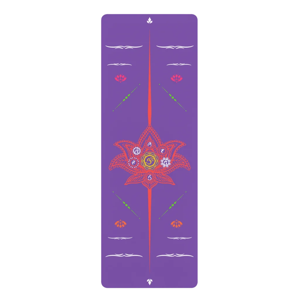 LOTUS PRINTED YOGA MAT – BEST NON-SLIP YOGA MAT FOR SERENITY - 24” x 68” / Deep Plum - rubber yoga mat