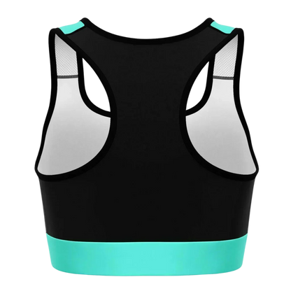 Lotus Yoga Sports Bra In Mint Black And White - Sports Bra - AOP