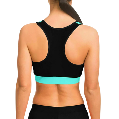 Lotus Yoga Sports Bra In Mint Black And White - Sports Bra - AOP