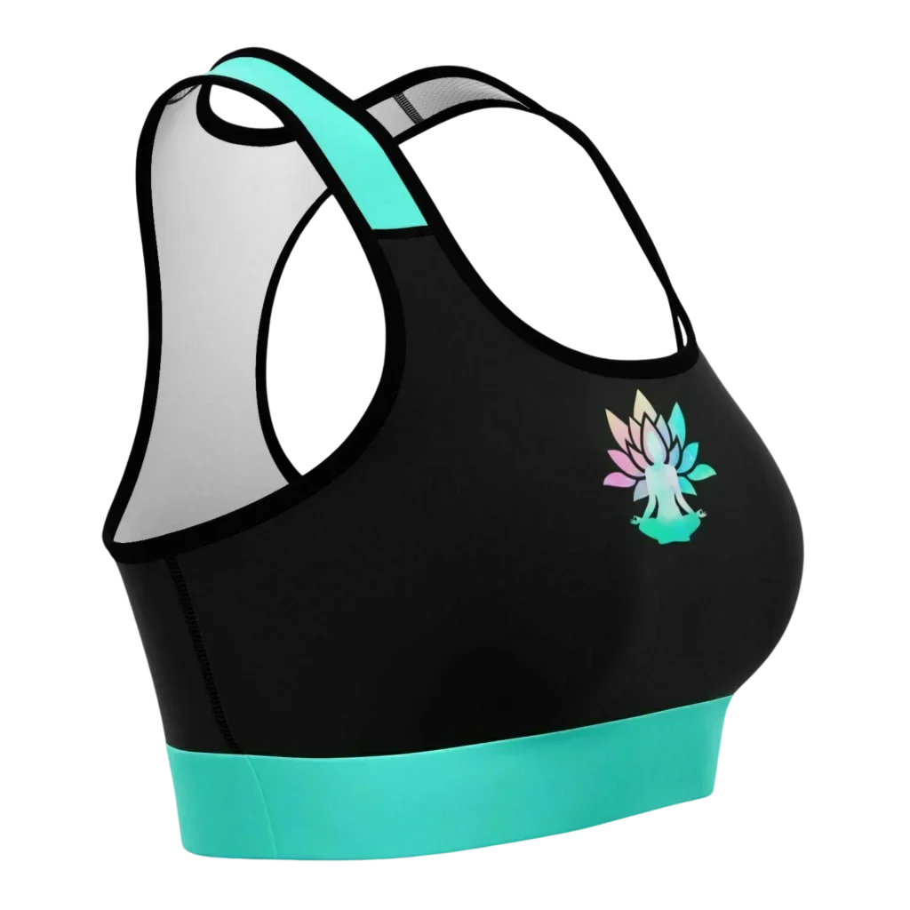 Lotus Yoga Sports Bra In Mint Black And White - Sports Bra - AOP
