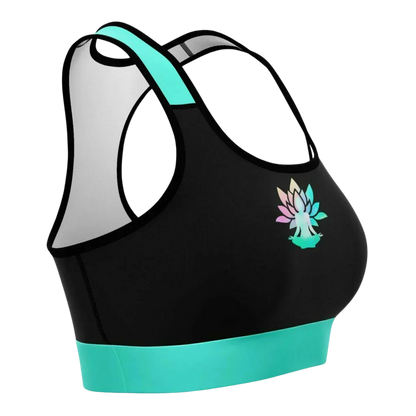 Lotus Yoga Sports Bra In Mint Black And White - Sports Bra - AOP