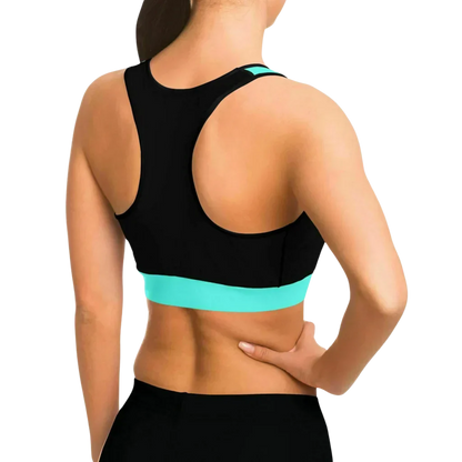 Lotus Yoga Sports Bra In Mint Black And White - Sports Bra - AOP