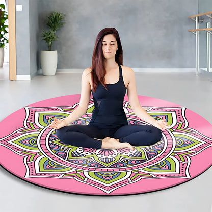 LUXURIOUS NON-SLIP ROUND YOGA MAT WITH MANDALA DESIGN - Style H / 140 x 140 cm - Round Yoga Mats