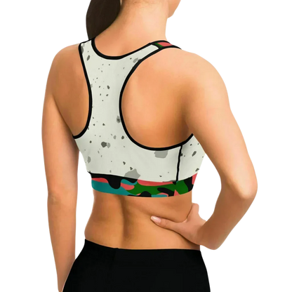 Marble Shade Yoga Sports Bra With Camouflage Straps - Sports Bra - AOP