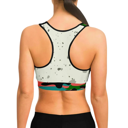 Marble Shade Yoga Sports Bra With Camouflage Straps - Sports Bra - AOP