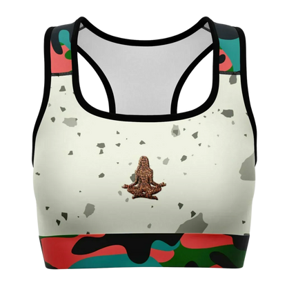 Marble Shade Yoga Sports Bra With Camouflage Straps - XS - Sports Bra - AOP