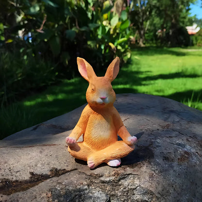 MEDITATION BUNNY AND FROG YOGA STATUES FOR SERENE DÉCOR - Bunny - yoga statue