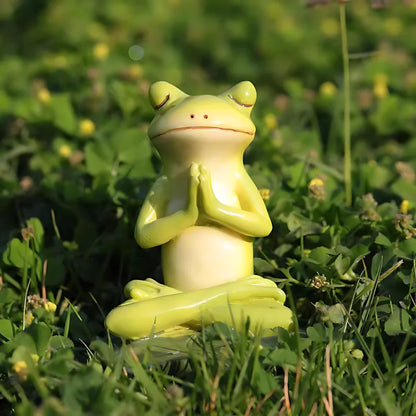 MEDITATION BUNNY AND FROG YOGA STATUES FOR SERENE DÉCOR - Frog - yoga statue