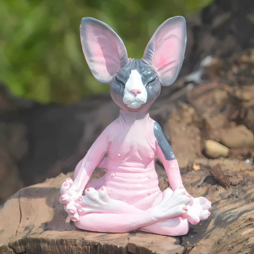 MEDITATION CAT YOGA STATUE FOR PEACEFUL HOME DECOR - yoga statue