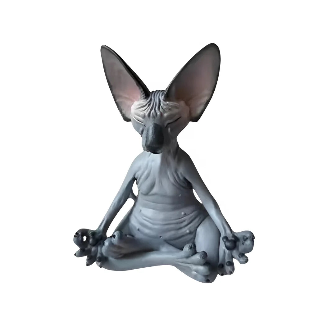 MEDITATION CAT YOGA STATUE FOR PEACEFUL HOME DECOR - Black - yoga statue