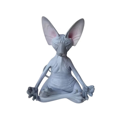 MEDITATION CAT YOGA STATUE FOR PEACEFUL HOME DECOR - Gray - yoga statue