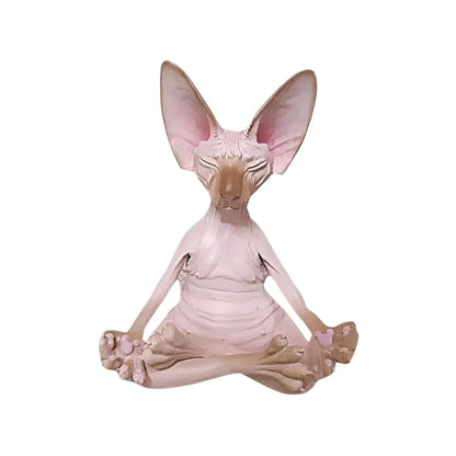 MEDITATION CAT YOGA STATUE FOR PEACEFUL HOME DECOR - Pink - yoga statue