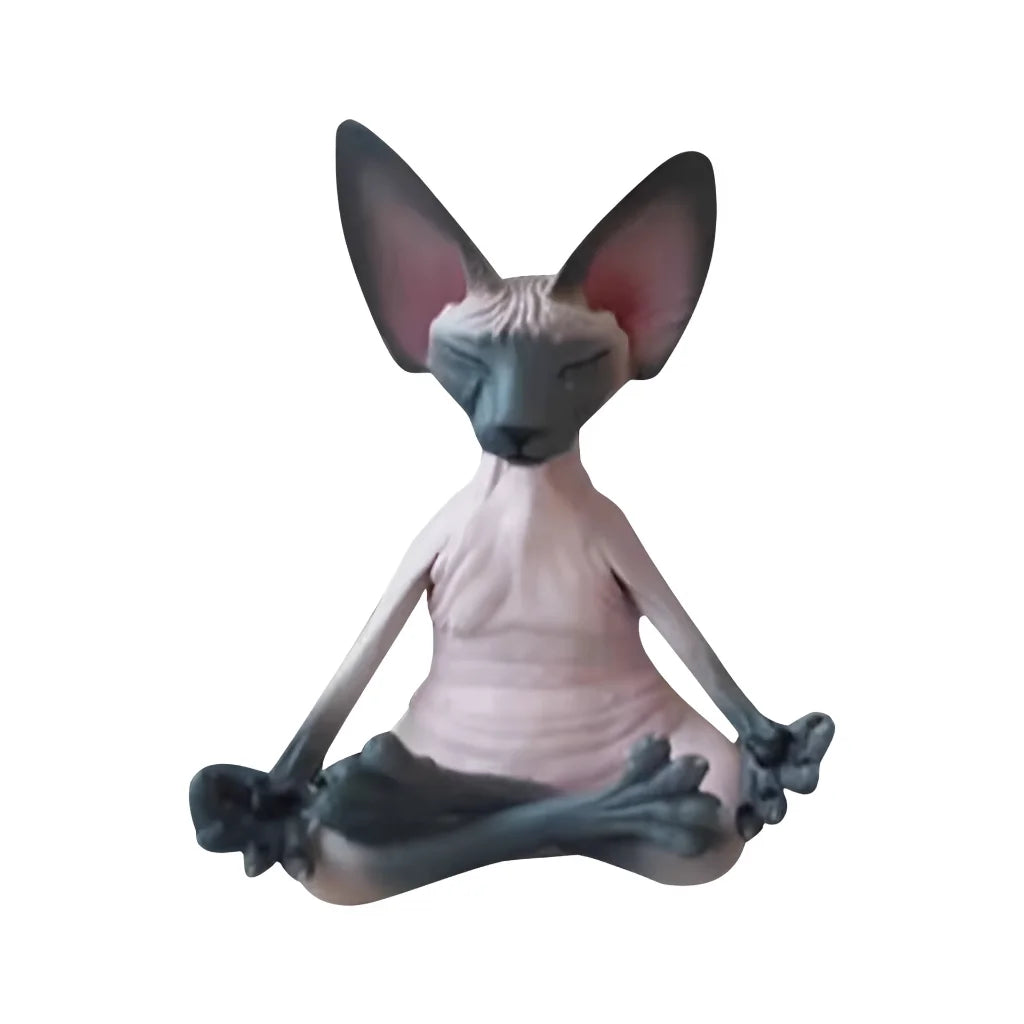 MEDITATION CAT YOGA STATUE FOR PEACEFUL HOME DECOR - Pink And Black - yoga statue