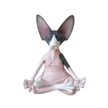 MEDITATION CAT YOGA STATUE FOR PEACEFUL HOME DECOR - Pink And Gray - yoga statue