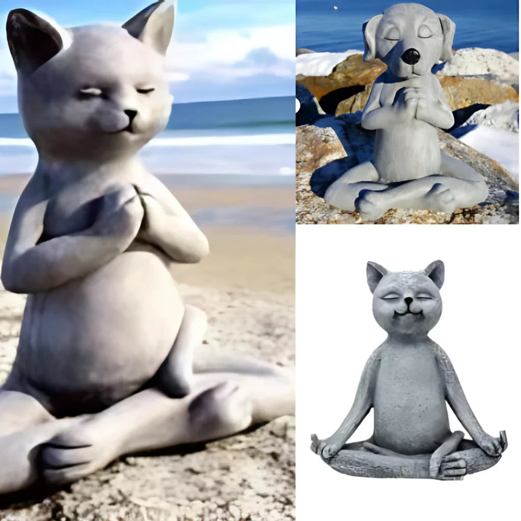 MEDITATION DOG BUDDHA YOGA STATUE FOR PEACEFUL HOME DECOR - Set - yoga statue