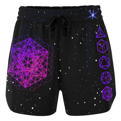 METATRON’S CUBE SACRED GEOMETRY YOGA SHORTS FOR WOMEN!