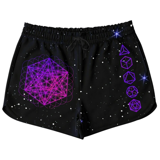 METATRON’S CUBE SACRED GEOMETRY YOGA SHORTS FOR WOMEN!