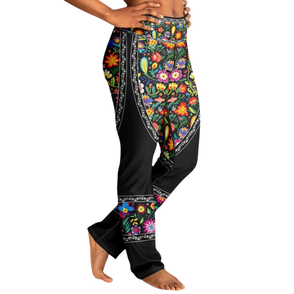 MEXICAN FLORAL FIESTA YOGA FLARE LEGGINGS - Flare Leggings