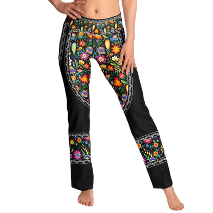 MEXICAN FLORAL FIESTA YOGA FLARE LEGGINGS - Flare Leggings