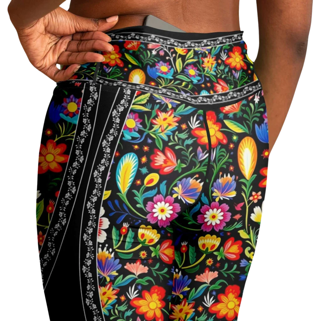 MEXICAN FLORAL FIESTA YOGA FLARE LEGGINGS - Flare Leggings