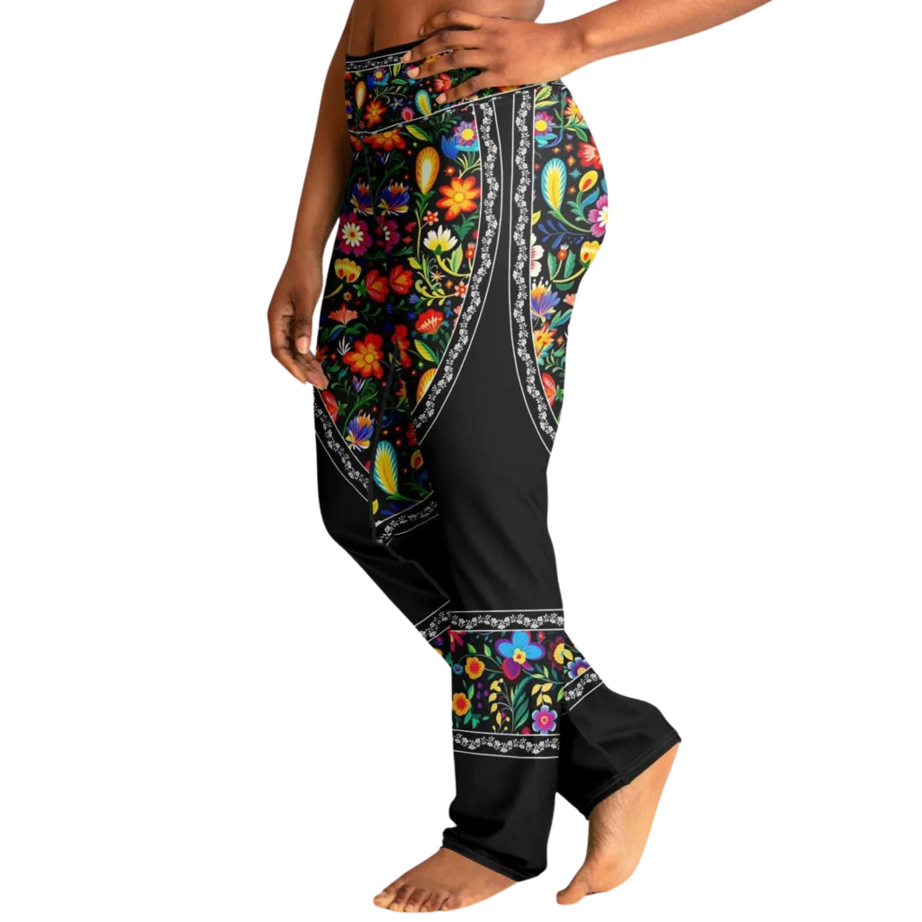 MEXICAN FLORAL FIESTA YOGA FLARE LEGGINGS - Flare Leggings