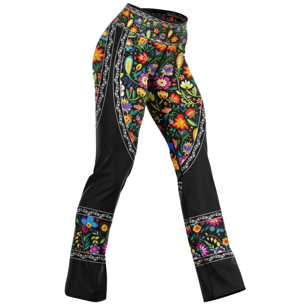 MEXICAN FLORAL FIESTA YOGA FLARE LEGGINGS - XS - Flare