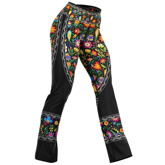 MEXICAN FLORAL FIESTA YOGA FLARE LEGGINGS - XS - Flare