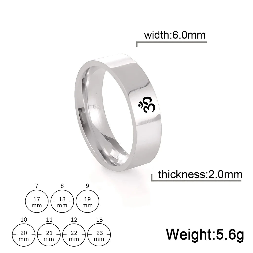 MINIMALIST BOHEMIAN JEWELRY RINGS FOR YOGA ENTHUSIASTS - Steel Color 6mm / No 10 - Boho ring