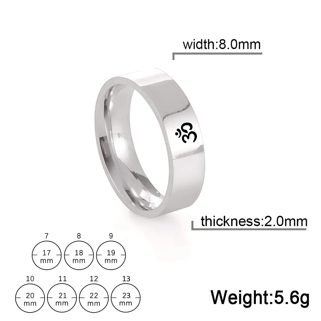 MINIMALIST BOHEMIAN JEWELRY RINGS FOR YOGA ENTHUSIASTS - Steel Color 8mm / No 10 - Boho ring