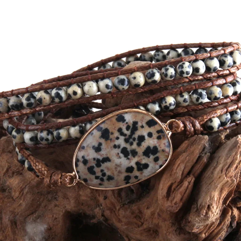 MIXED NATURAL STONES BOHO WRAP BRACELET FOR HEALING ENERGY - Style B - Bracelet