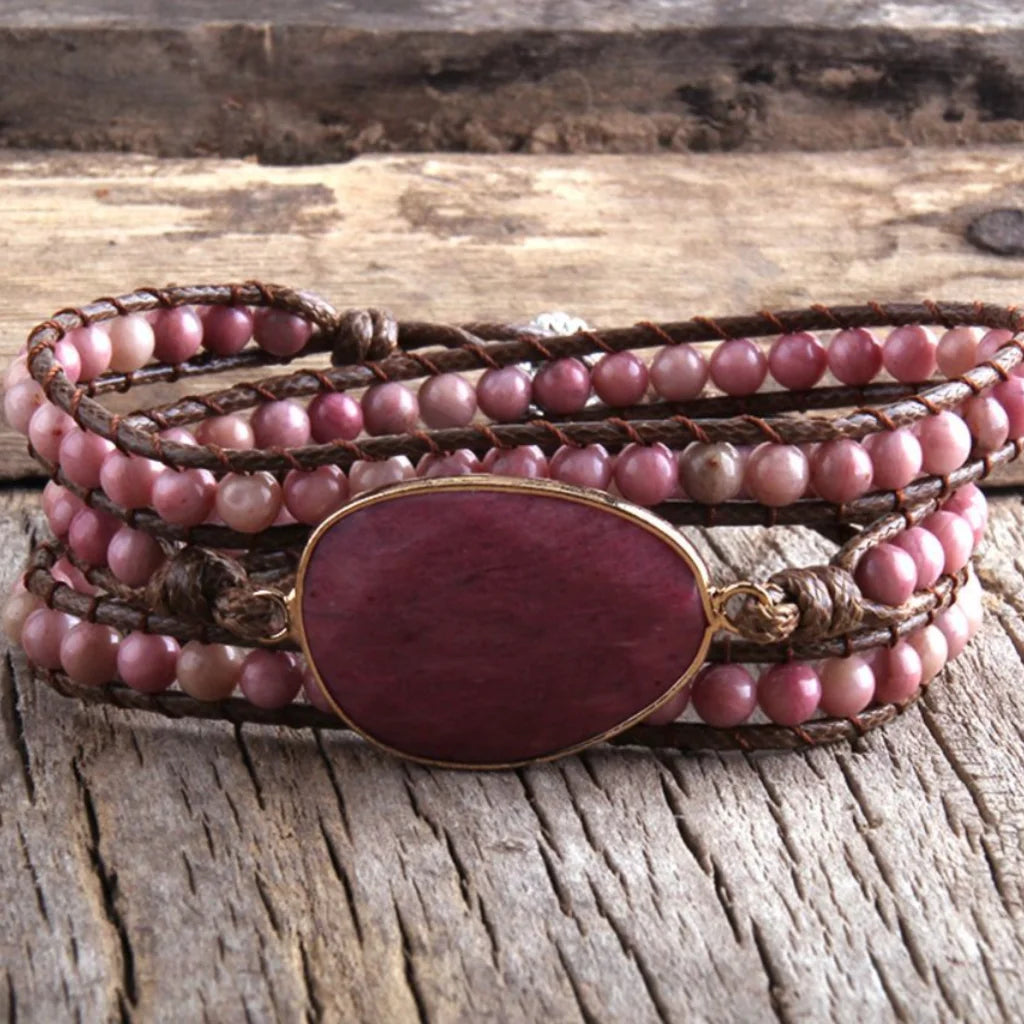 MIXED NATURAL STONES BOHO WRAP BRACELET FOR HEALING ENERGY - Style G - Bracelet