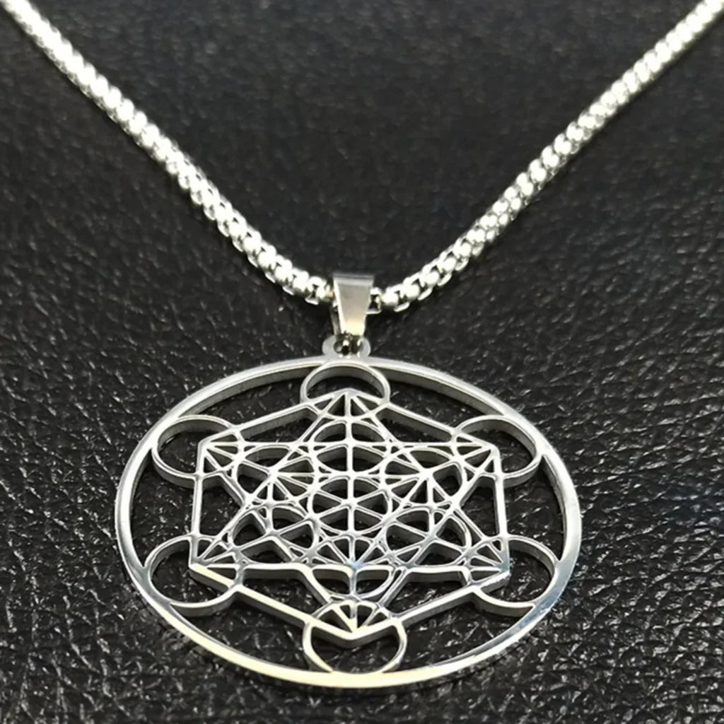 MOON GODDESS TITANIUM BOHO NECKLACE WITH GEOMETRIC PENDANT - Necklace