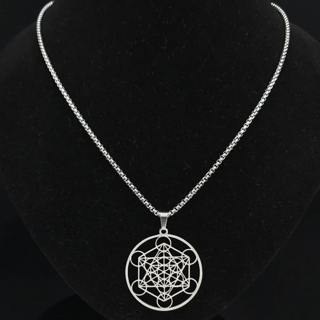 MOON GODDESS TITANIUM BOHO NECKLACE WITH GEOMETRIC PENDANT - Necklace