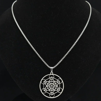 MOON GODDESS TITANIUM BOHO NECKLACE WITH GEOMETRIC PENDANT - Necklace