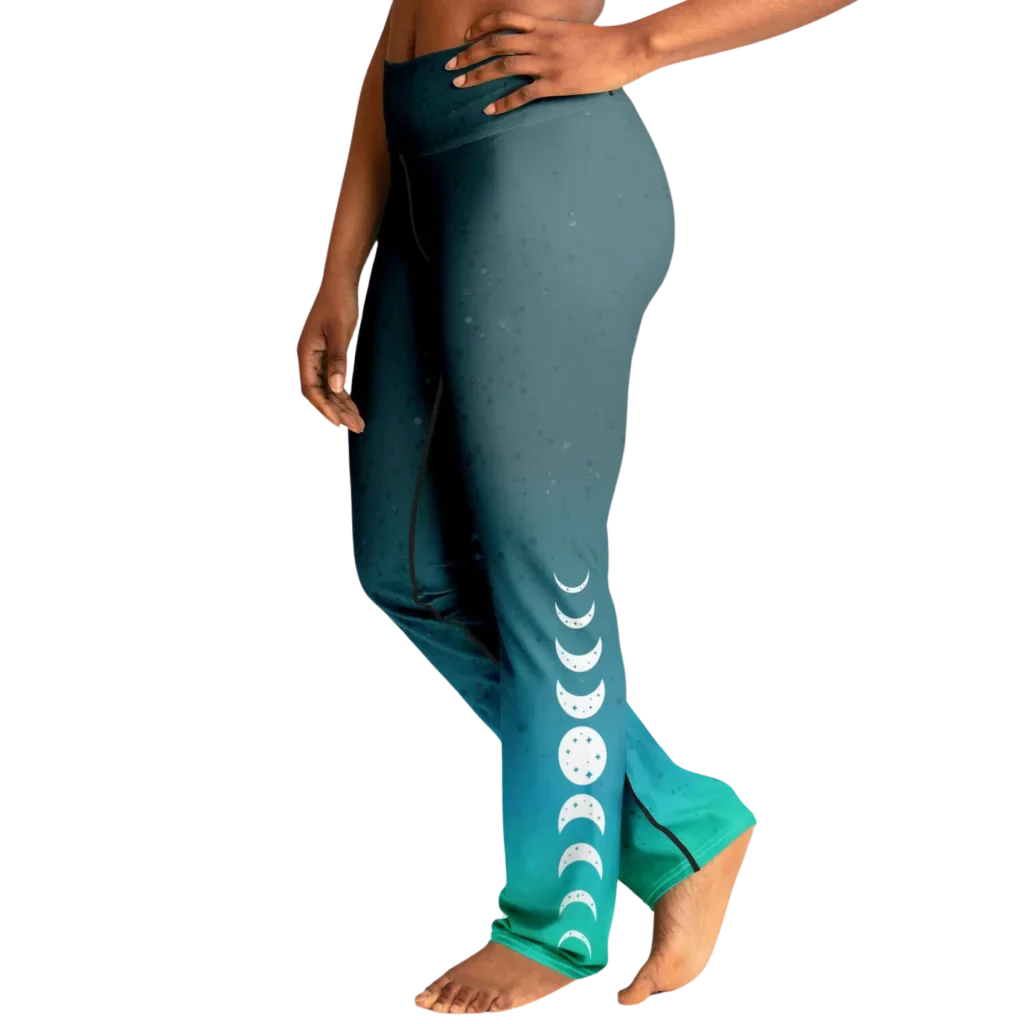 MOON PHASE CELESTIAL FLARE YOGA LEGGINGS FOR WOMEN - Flare