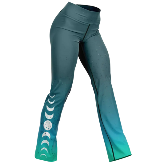 Moon Phase Celestial Flare Yoga Leggings For Women - XS - Flare Leggings - AOP