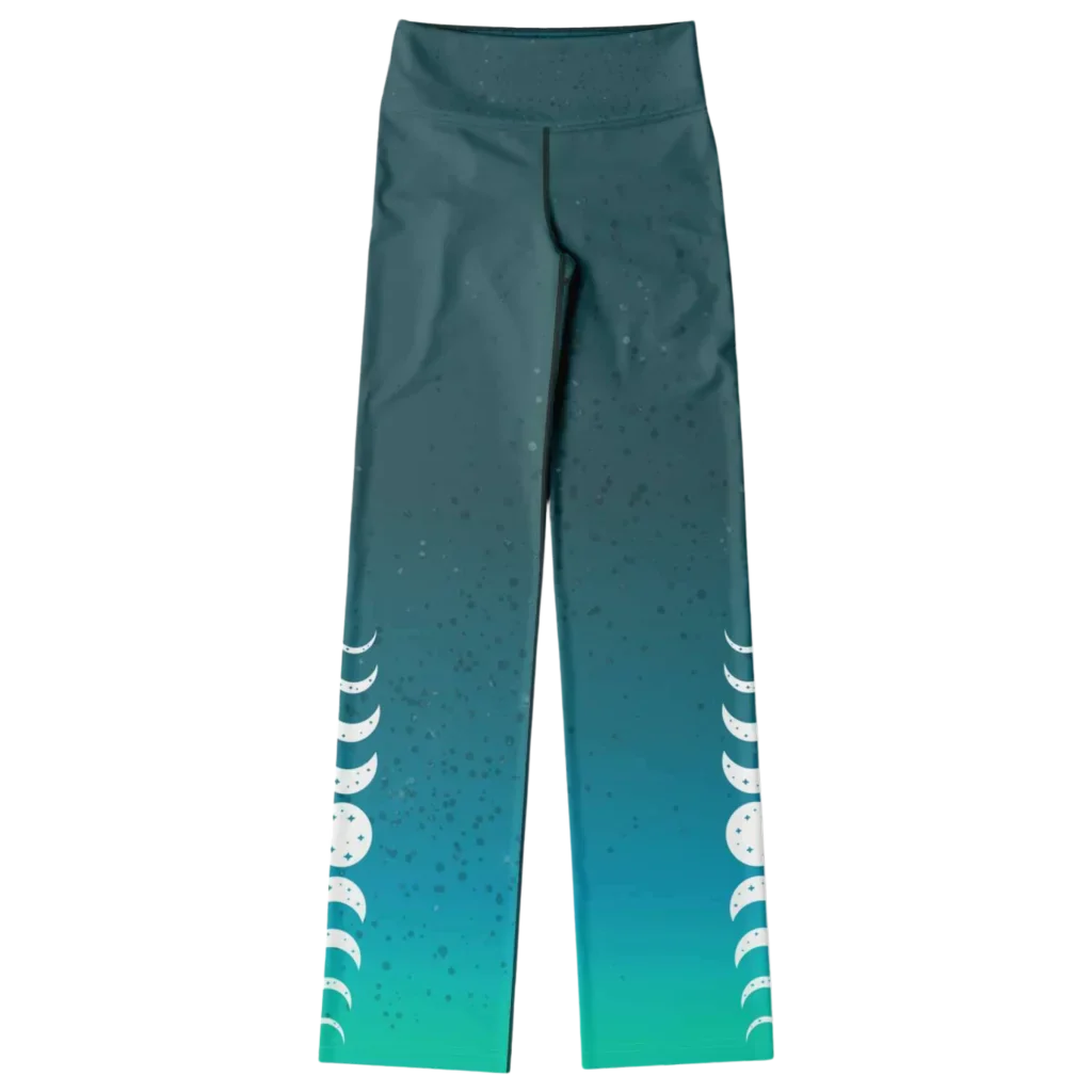 Moon Phase Flare Yoga Leggings In Turquoise Gradient