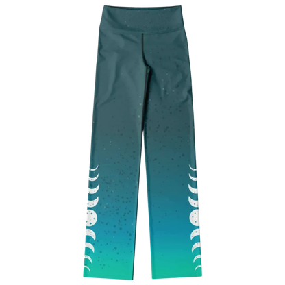 Moon Phase Flare Yoga Leggings In Turquoise Gradient