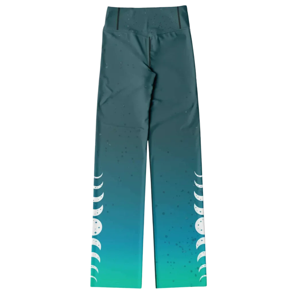 Moon Phase Flare Yoga Leggings In Turquoise Gradient