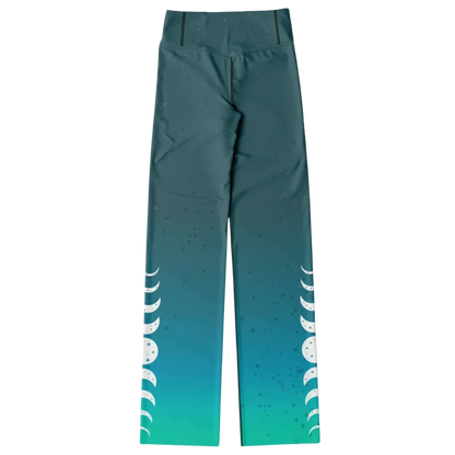 Moon Phase Flare Yoga Leggings In Turquoise Gradient