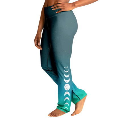 Moon Phase Flare Yoga Leggings In Turquoise Gradient