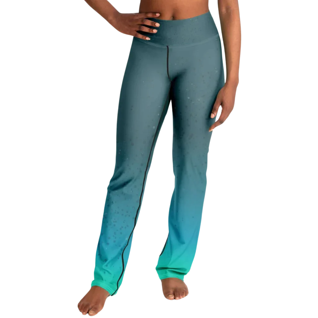 Moon Phase Flare Yoga Leggings In Turquoise Gradient