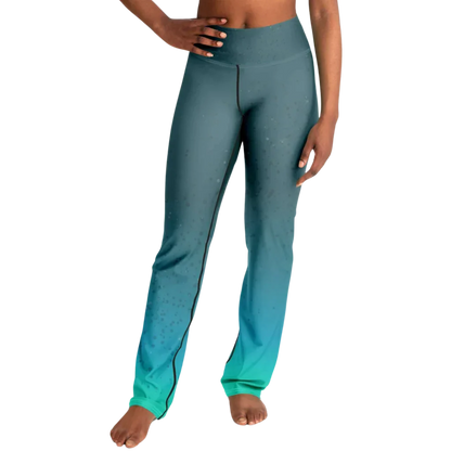 Moon Phase Flare Yoga Leggings In Turquoise Gradient