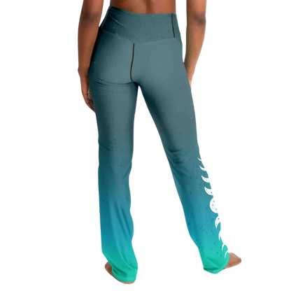 Moon Phase Flare Yoga Leggings In Turquoise Gradient