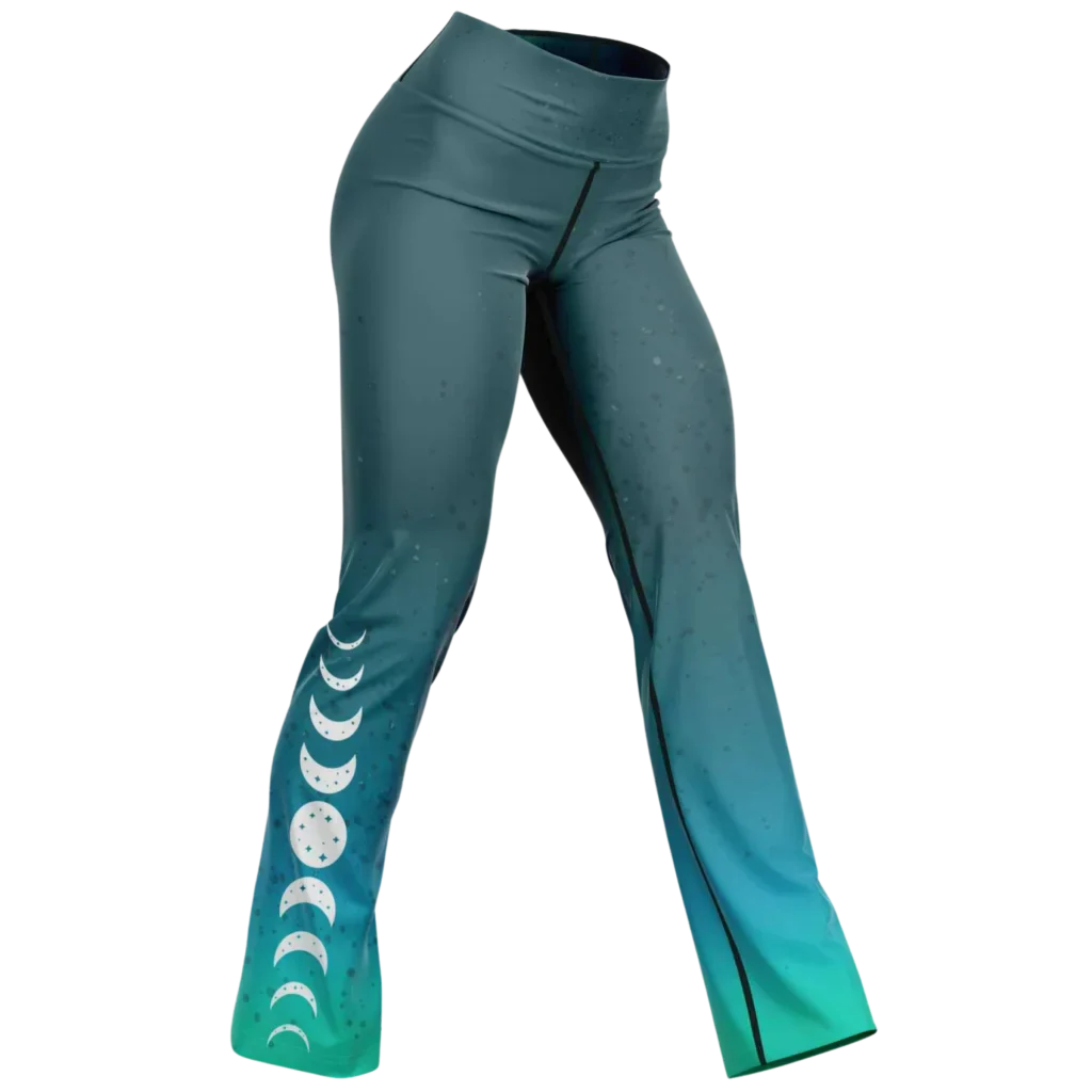 Moon Phase Flare Yoga Leggings In Turquoise Gradient - XS
