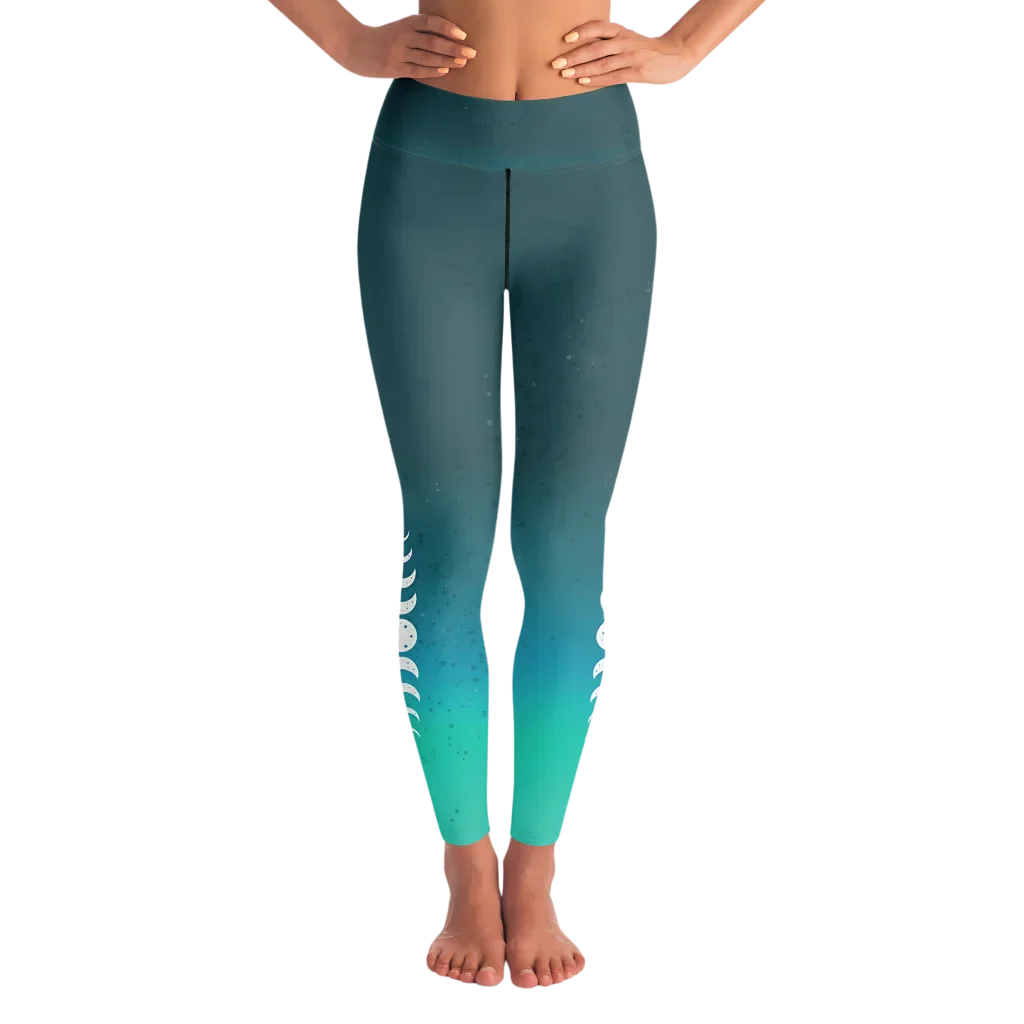 MOON PHASES CELESTIAL FEMALE YOGA PANTS WITH POCKET - XS - Yoga Leggings - AOP