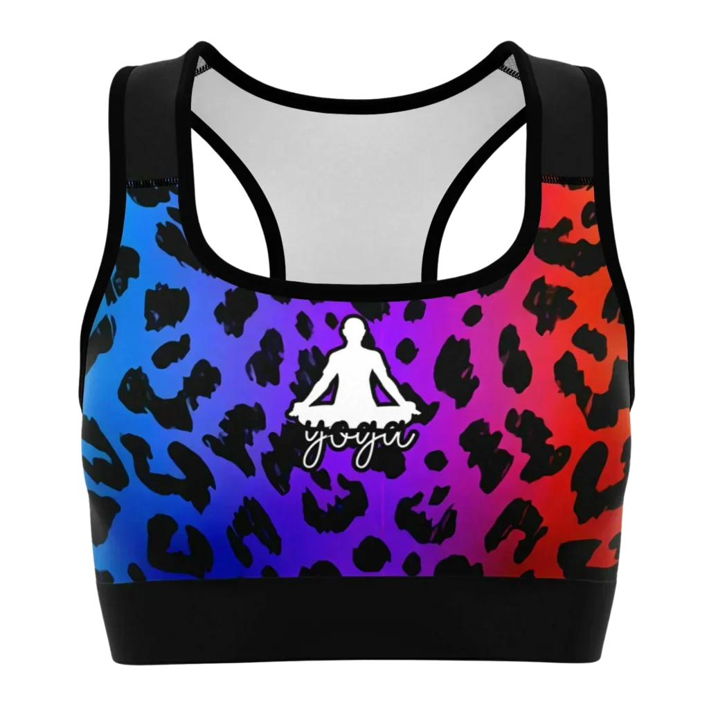 MULTI-COLORED NEON LEOPARD YOGA BRA FOR ACTIVE WOMEN - XS