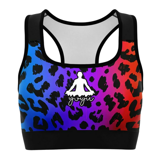 MULTI-COLORED NEON LEOPARD YOGA BRA FOR ACTIVE WOMEN - XS