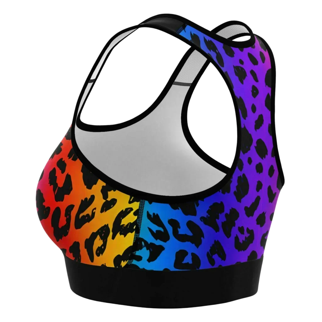 MULTI-COLORED NEON LEOPARD YOGA BRA FOR ACTIVE WOMEN