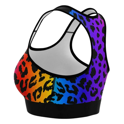 MULTI-COLORED NEON LEOPARD YOGA BRA FOR ACTIVE WOMEN